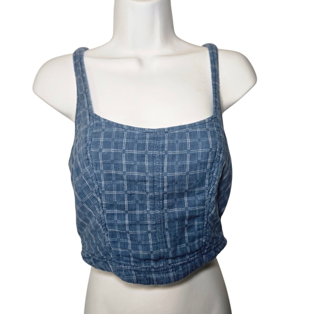 Anthropologie Pilcro Chambray Corset Tank Top Size Small